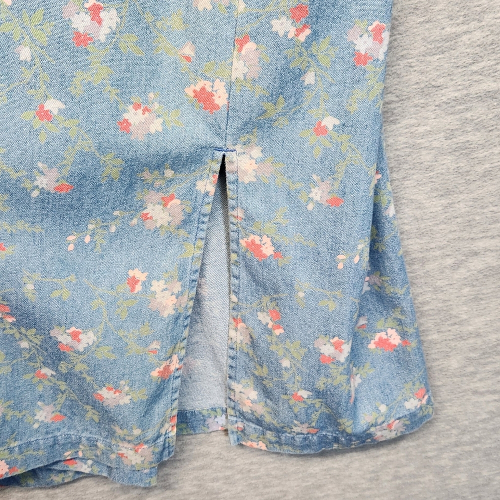 Vintage Y2k Cherokee midi dress floral denim boho cottagecore Streetwear Hipster - Picture 3 of 5